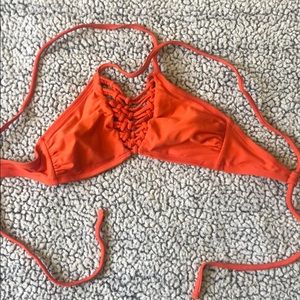 Orange swimsuits top cross back